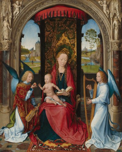 Enthroned Madonna with Child and Two Angels by Hans Memling